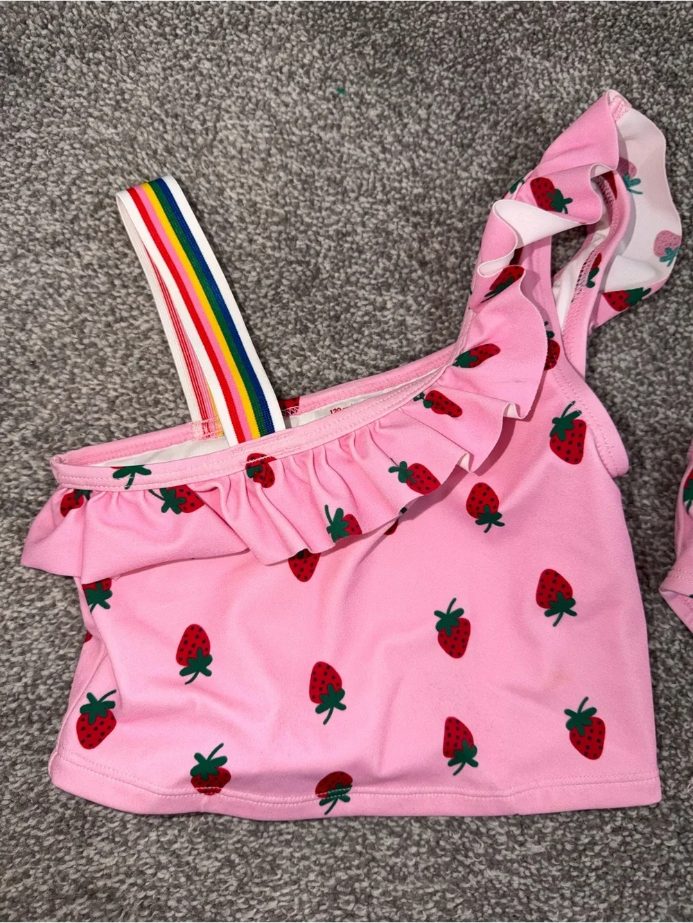 Hanna Andersson Strawberry One Shoulder swim suit 6-7 years